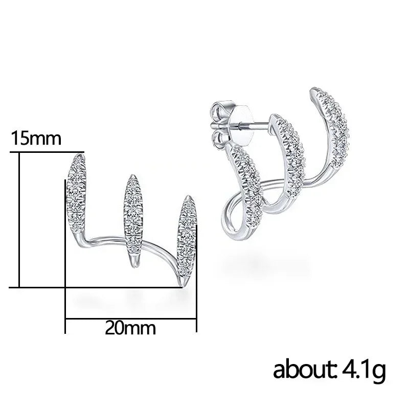 Ohrstecker aus 925er-Sterlingsilber mit Krallen und Kristall-Gold-Ohrring, AAA-Stein, modernes Design, Modeaccessoires für Damen, 2025, Schmuck