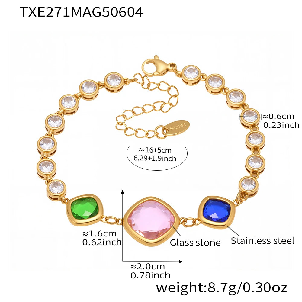 Nivora Hohe Qualität Quadrat Runde Glas Armband Fußkettchen Für Frauen Edelstahl Kette Armband Frauen Hochzeit Engagement Schmuck
