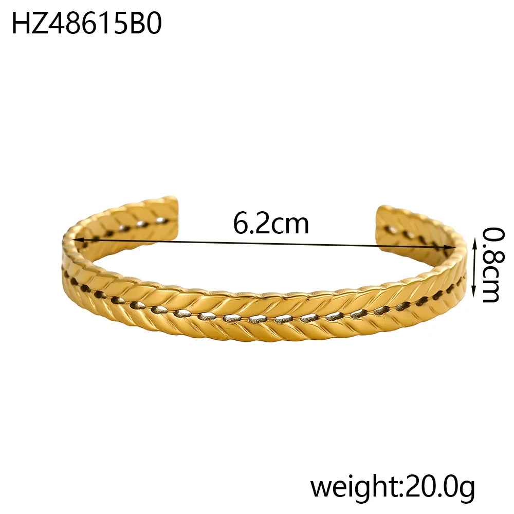 CARLIDANA Minimalistisches, trendiges Herren-Twist-Kettenarmband mit dicken Gliedern, 18 Karat vergoldeter Edelstahl, klobiges Seil-Kettenarmband für Damen