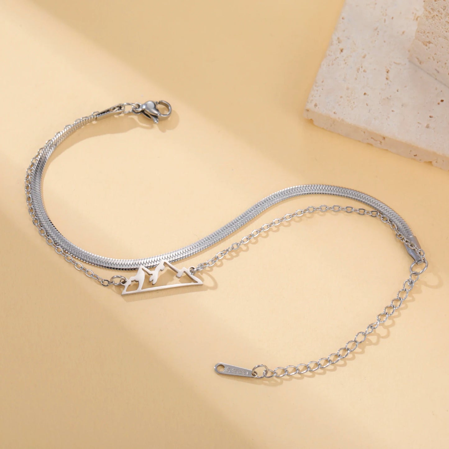 Lucktune Mountain Charms Edelstahl Armband Schmuck Für Frau Mode Doppel Kette frauen Hand Armbänder Geburtstag Geschenk