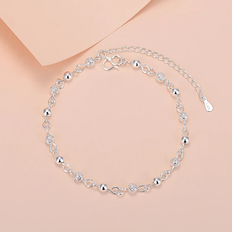 Charm-Armband aus 925er-Sterlingsilber mit Glücksperlen für Damen, Kette, runde Armreifen, modischer Luxus-Qualitätsschmuck, Weihnachtsaccessoires