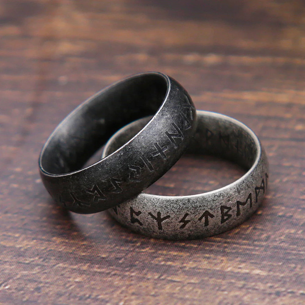 Mode Retro Viking Rune Ring für Männer Frauen 316L Edelstahl Odin Brief Ringe Paar Einfache Amulett Schmuck Geschenke Großhandel