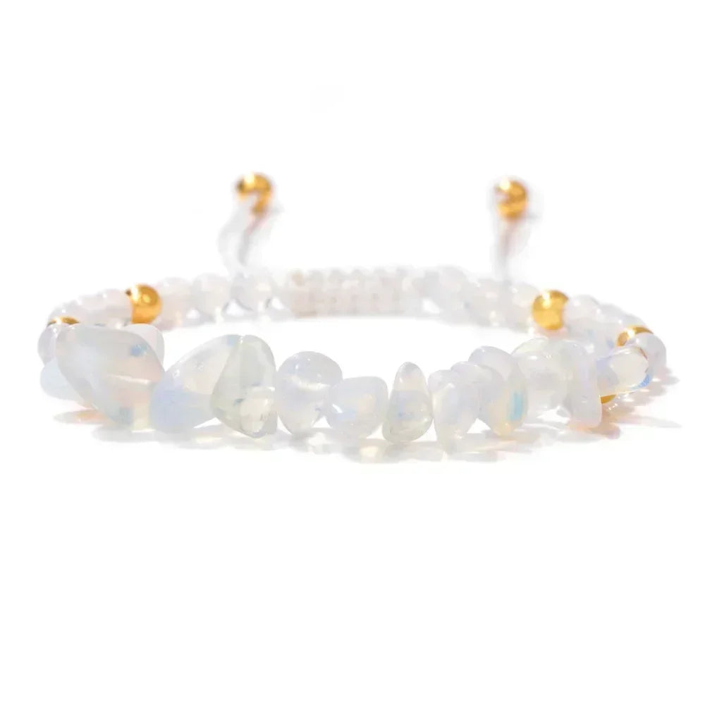 Unregelmäßige Natursteinperlen handgewebtes Armband Damen Kies geometrische Kunst Retro einfache verstellbare Armband Zubehör