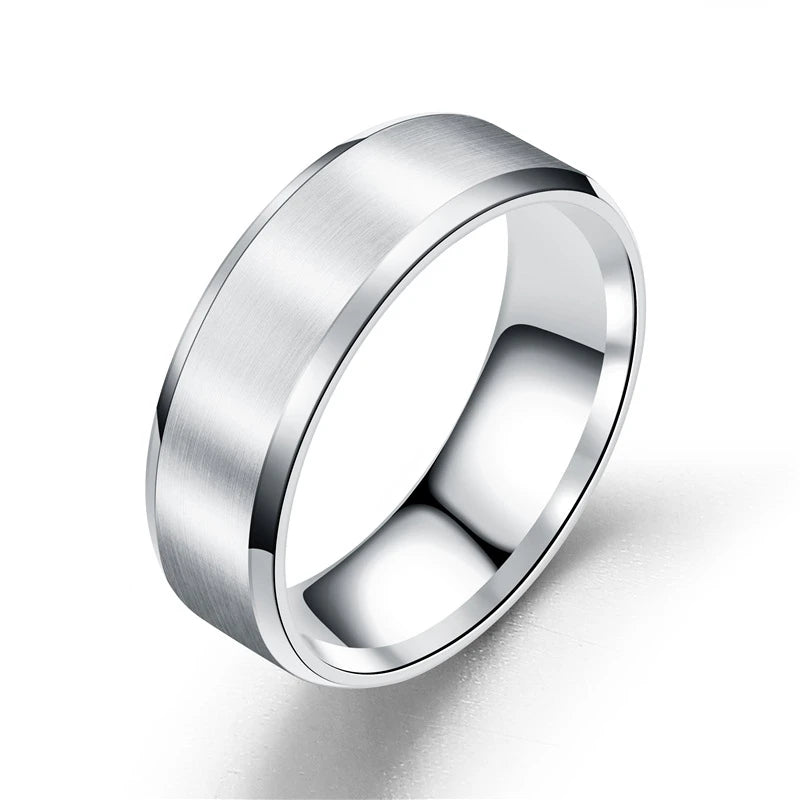 8mm Matt Edelstahl Einfaches Design Schlichte Titan Ringe Gold Ton Versilbert Schwarz Blau Ringe Männer Frau Schmuck Geschenk