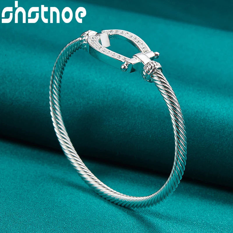 Shstone Sterling Silber Knoten Seil Armreifen für Frauen Mode Geburtstag Hochzeits feier trend ige Schmuck Dame Armbänder Geschenke