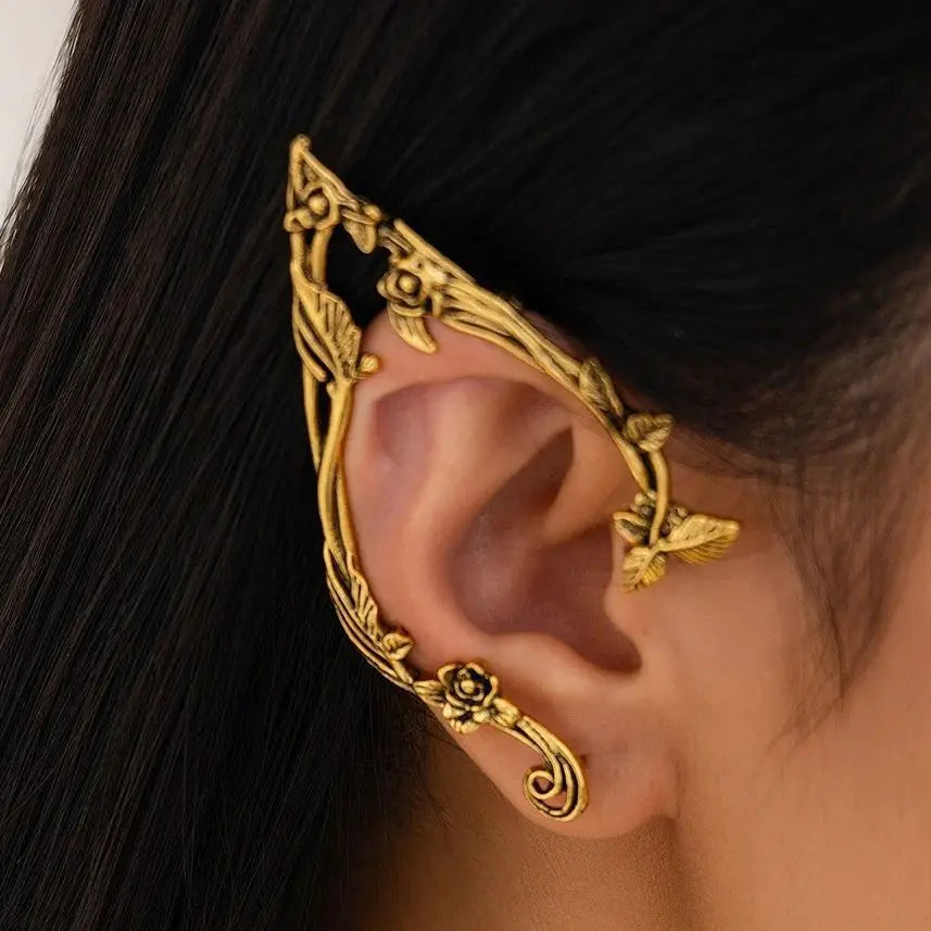 PuRui Beliebte Gold Farbe Elf Blume Blatt Ohr Clip Nette Schmuck Zubehör Fee Clip Ohrringe Hochzeit Mädchen Schmuck Geschenke Neue