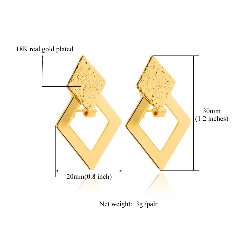 Kupfer Doppel Geometrische Quadratische Quaste Baumeln Ohrringe für Frauen Mode Schmuck Geschenk QC24