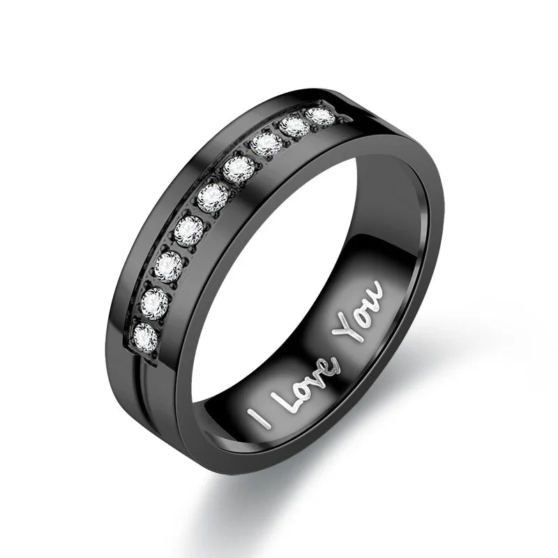 Mode Edelstahl Paar Verlobungsringe für Frauen Männer Kristall ICH LIEBE DICH Ring 2022, Hochzeit Schmuck Zubehör Geschenke