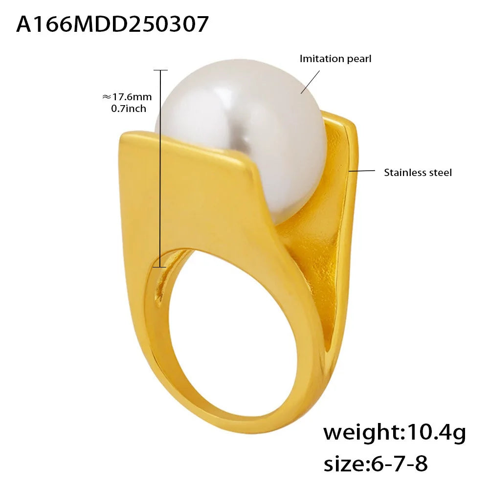 Liora Premium Simulierte Perle Edelstahl Halskette Ringe Baumeln Ohrringe Für Frauen Hypoallergen Frauen Schmuck Sets Geschenke