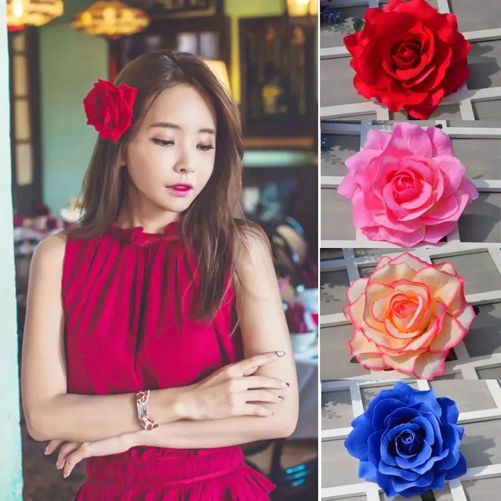 Flamenco Blumen Für Haar DIY Kopfschmuck Für Braut Beflockung Tuch Rote Rose Blume Haarnadel Haar Clip Party Haar Zubehör