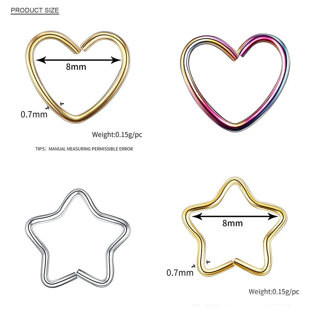 Körperschmuck Chirurgenstahl Daith Herz Ring Knorpel Tragus Piercings Hoop Lippe Nasenringe Orbital Ohrstecker Helix Schmuck