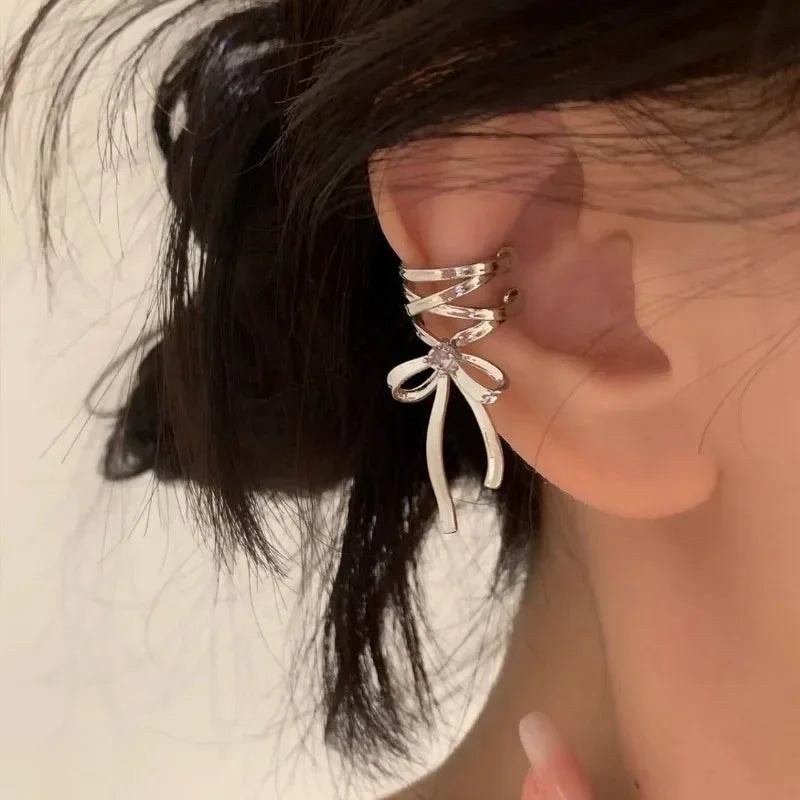 Rosa Schmetterling Ohr manschette Ohrringe für Frauen Mädchen Mode Bowknot keine Piercing Clips Ohrring gefälschte Piercing Ballett Clip auf Schmuck