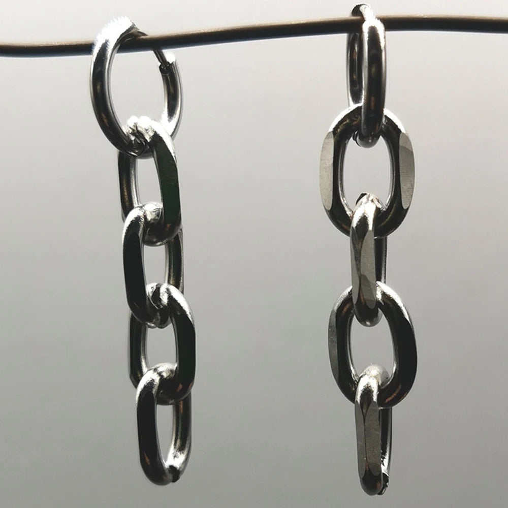 Y2k gotische klobige Kette Quaste baumeln Ohrringe für Frauen Männer Unisex Punk Grunge Mode Edelstahl Link Creolen