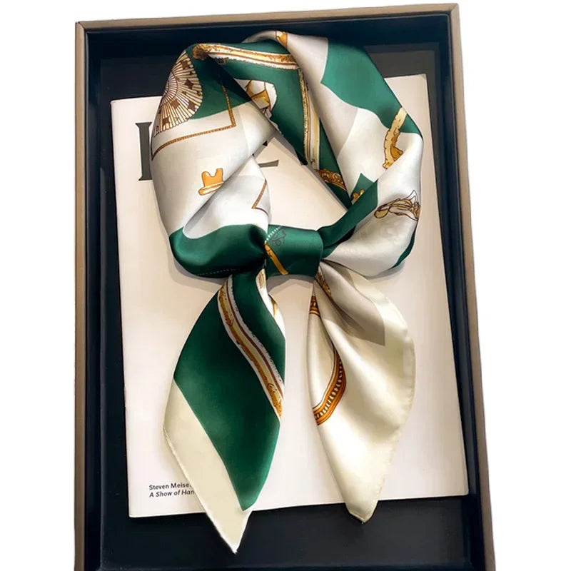 Halstuch Weibliche Luxus Quadrat Schal für Frauen Seide Gefühl Schal Satin Hijab Mode Wraps Haar Bands Band Stirnband Bandann