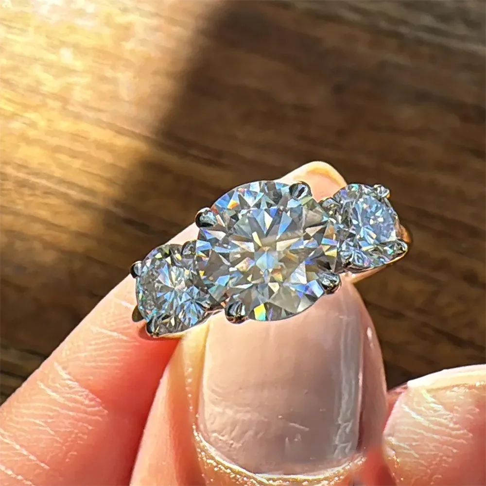 4-Karat-Moissanit-Ring mit Zertifikat, 925er-Sterlingsilber, Labordiamant im Brillantschliff, Verlobungsring, Ehering für Frauen