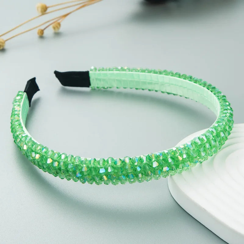 Frauen Mädchen Kristall Perlen geflochten handgemachte Haarband Stirnband Erwachsene Haarschmuck