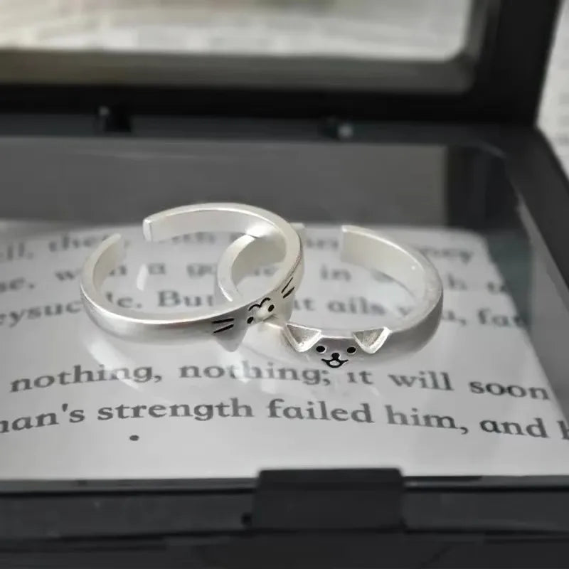 1 paar Nette Katze Hund Tier Paar Ring für Frauen Männer 2025 Neue Mode-Statement Liebhaber Ringe Valentinstag party Schmuck Geschenke