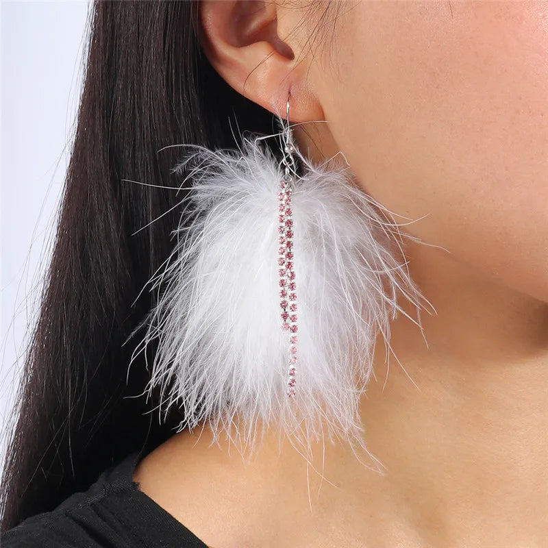 Aihua moderne große Feder Quaste Ohrringe für Frauen Vintage lange übertriebene Zigeuner Feder Ohrringe Party Schmuck Accessoire