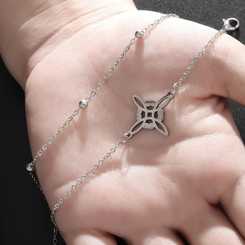 Edelstahl Hexen knoten Doppels chicht verstellbares Armband für Frauen Vintage irischen Glücks knoten Schmuck Geburtstags geschenk