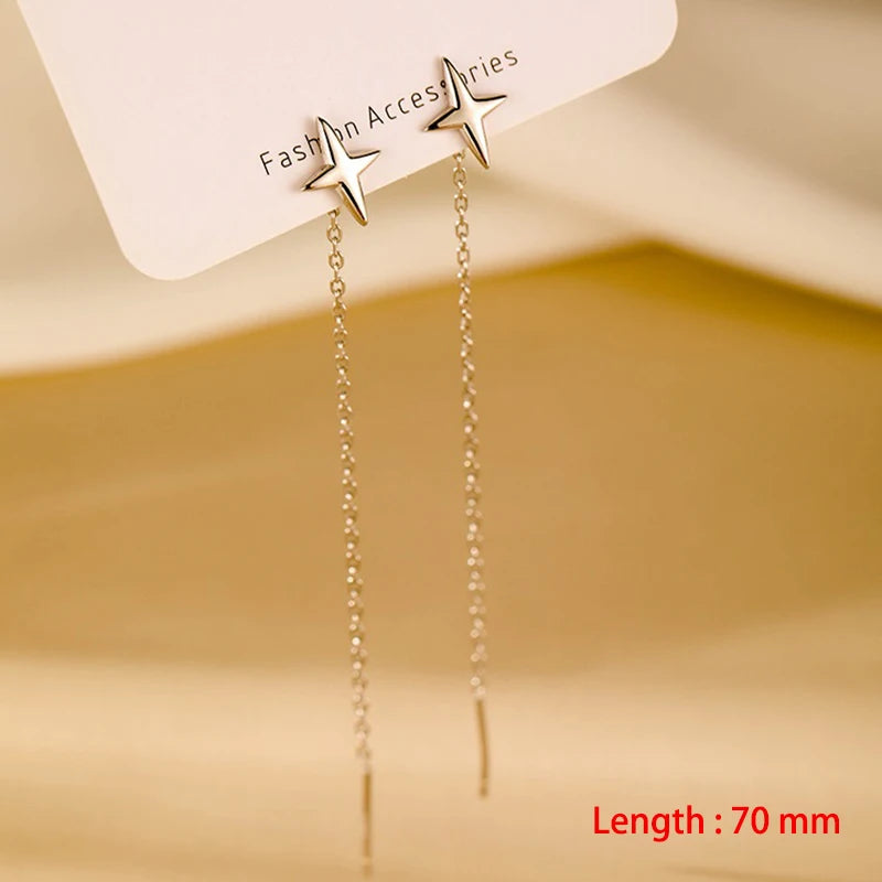 Einfache Stil Box Kette Quaste Drop Ohrringe Für Frauen Lange Baumeln Ohrring Piercing Linie Zubehör Dünne Mini Trendy Ohr Schmuck