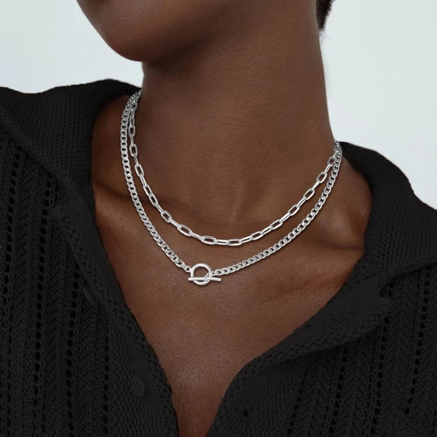 Gold geschichtete Halskette für Frauen K vergoldete Halskette Frauen Cuban Link Büroklammer Kette Knebelverschluss Halskette Schmuck für Frauen