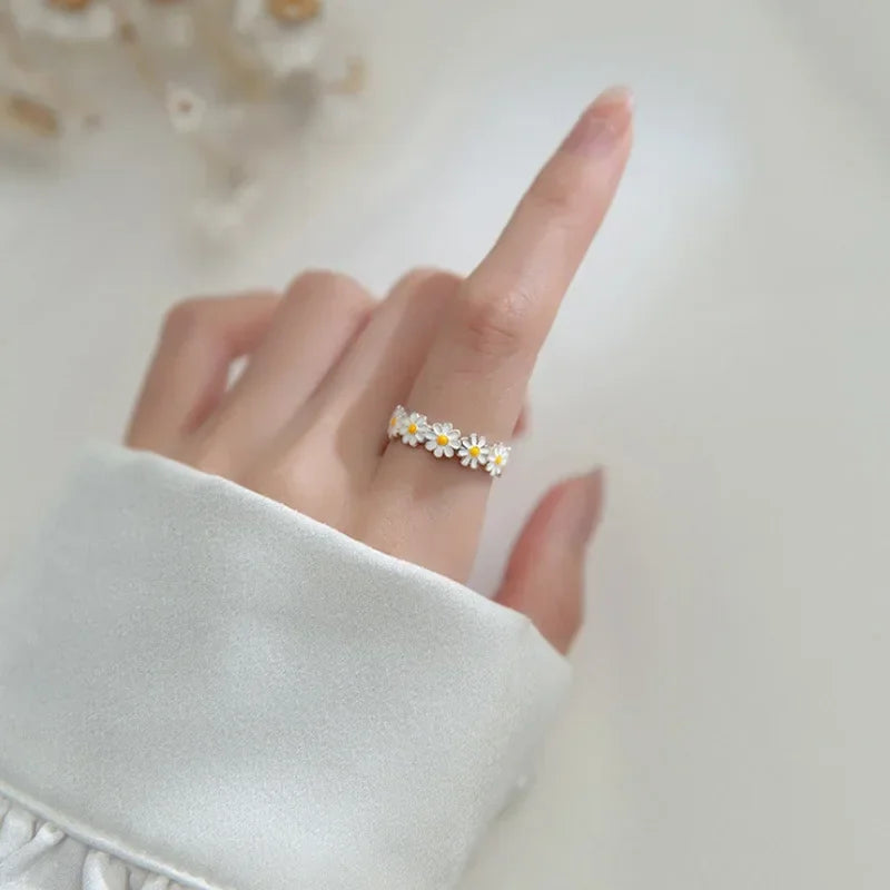 Vintage Gänseblümchen-Blumen-Ringe für Frauen, Stil, verstellbare Öffnung, Fingerring, Braut, Hochzeit, Verlobung, Statement-Schmuck