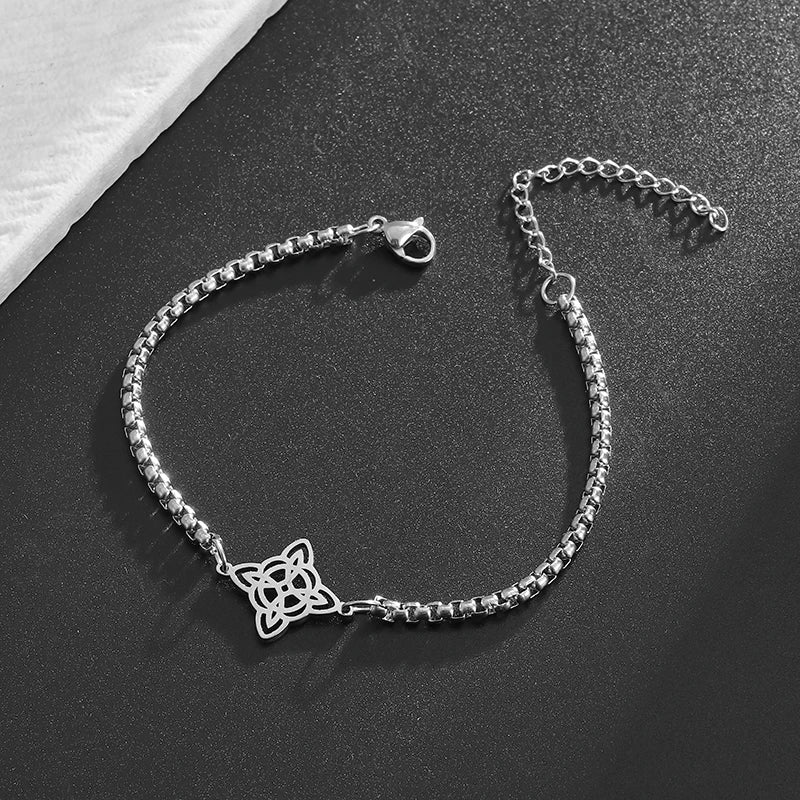 Edelstahl Hexen knoten Doppels chicht verstellbares Armband für Frauen Vintage irischen Glücks knoten Schmuck Geburtstags geschenk