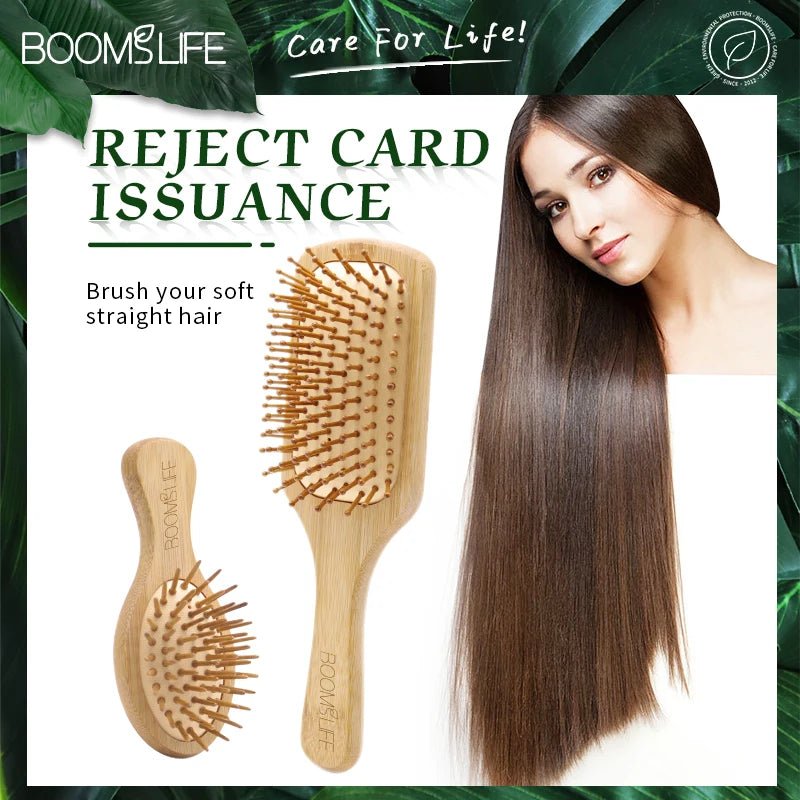 Bambus-Haarbürste für Damen, Styling-Haarkamm, Haarbürste mit breiten Zähnen, Bambuskämme für Haare, glatte Massage, Kopfhautbürste, Friseurkamm