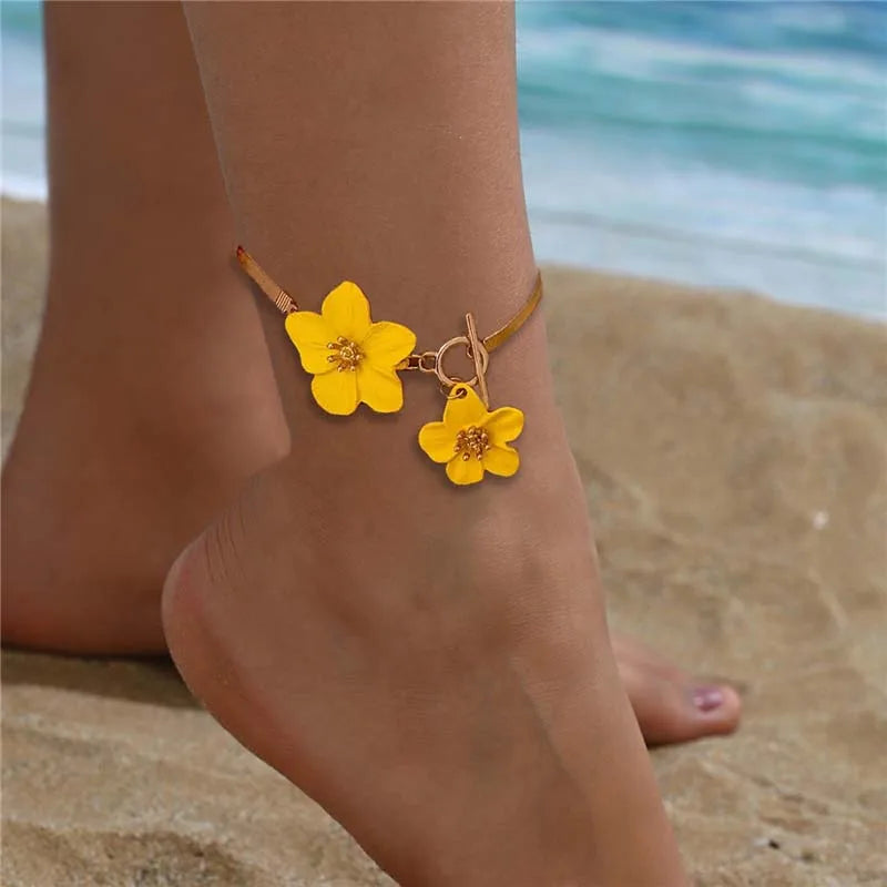 Mode Kirschblüte Charm Fußkettchen für Frauen Sommer Strand Zubehör Gold Farbe Kette Fußkettchen Bein Armbänder Hochzeit Geschenk