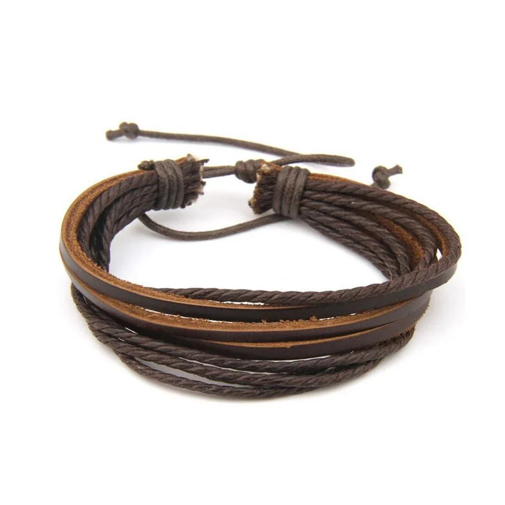 Heiß verkaufen hand gewebte Modeschmuck Frauen Männer hand gewebte Mode mehr schicht ige Leder geflochtene Seil Armband Armband