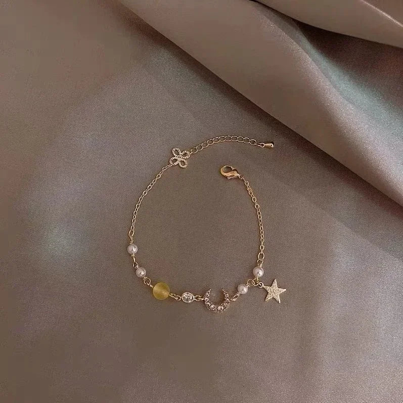 Koreanische Elegante Kirschblüte Bogen Zirkon Armband Y2K Süße Damen Hochzeit Kristall Blumen Armbänder Frauen Schmuck Zubehör