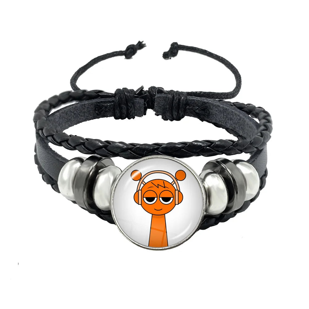 Sprunki Incredibox Anime Cartoon Charakter Leder Seil Armband Kunst Mehrschichtige geflochtene Armbänder Handgefertigte Schmuckzubehör