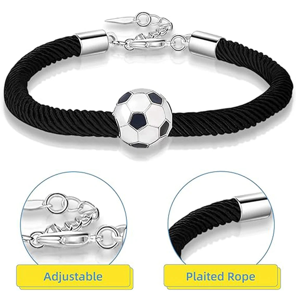 Fußball-Edelstahl-Halskette und Armband, Fußball-Anhänger-Halskette, Tropfarmbänder für Fußballliebhaber, Paare, Tochter, Sohn
