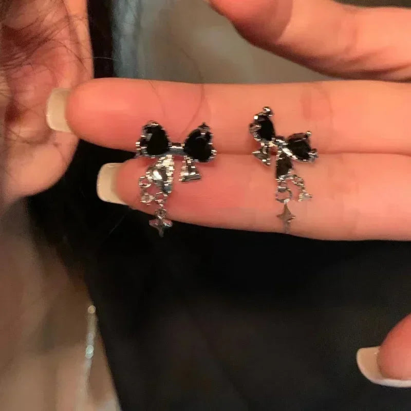 Koreanische Schleifen Ohrring mit weißem Zirkon Damenmode Niedliche rosa Kristall Ohrstecker Y2k Ohrring für Mädchen Party Schmuck Geschenke