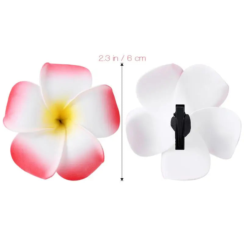 FRCOLOR 24 Stück 2,4 Zoll hawaiianische Plumeria-Blumen-Haarspange, Haarschmuck für Strandparty, Hochzeit, Event-Dekoration (12 Farben)