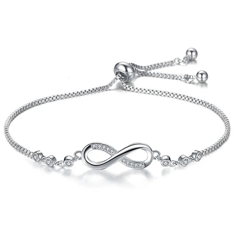 Neue feine 925er-Sterlingsilber-Armbänder mit hübschen Kristallen für Damen, Modeschmuck, Party, Hochzeit, Accessoires, Valentinstagsgeschenke