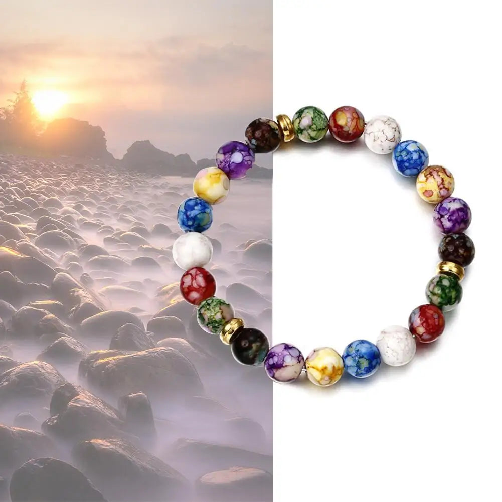 Armbänder Frauen Heilung Tiger Augen Amethyst Edelstein 7 Chakra Perlen Armreifen Yoga Stein Geschenk für Paar Artikel Schmuck Dame