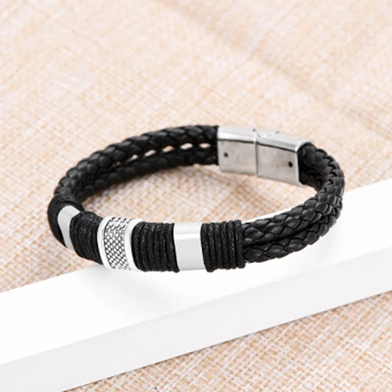 Modisches Perlenarmband aus gewebtem Leder, bezauberndes Herrenarmband, Hip-Hop-Punk-Schmuck, Accessoires, Party-Geschenk, Armreifen für Frauen