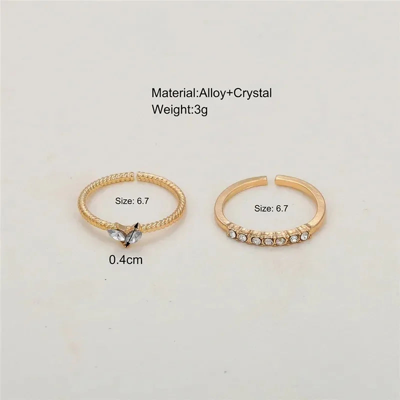 Neue Mode Gold Silber Farbe Herz Ringe Set für Frauen Mädchen Luxus Zirkonia Twist Hochzeit Ring Mode Schmuck Geschenke