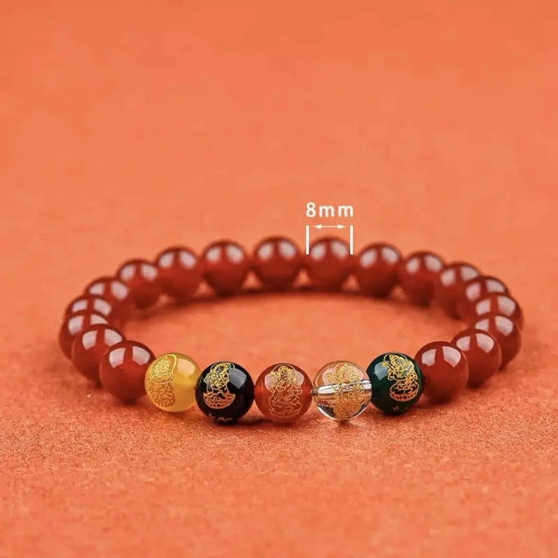 Fünf-Wege-Gott des Reichtums, handgefertigtes Zinnober-Perlenarmband, Transfer-Glücksbringer, Sternzeichen-Schmuck für Männer und Frauen, Eröffnungsglücksgeschenk