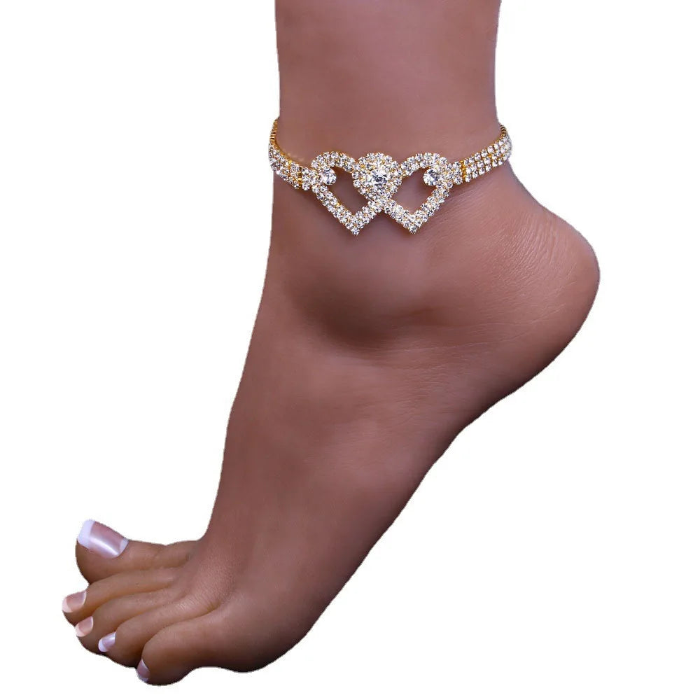 1pc Strass Kette Fußkettchen für Frauen Luxus glänzende Knöchel Armband auf Bein weibliche Hochzeits feier Schmuck Fuß zubehör neu
