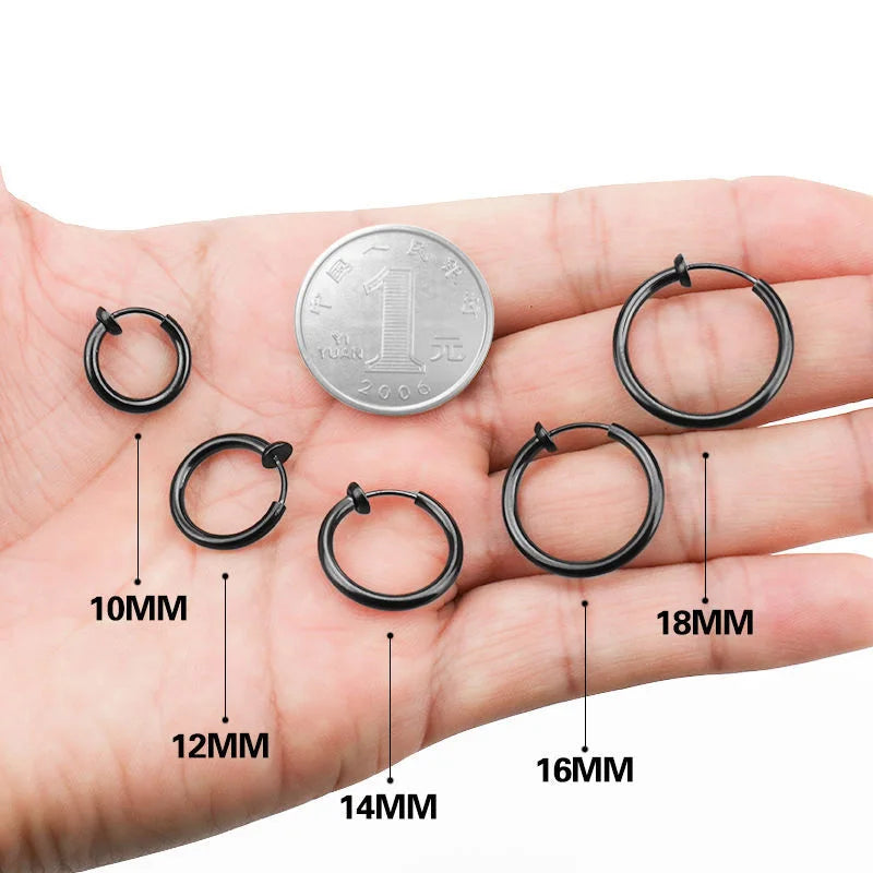 2 Stücke Kleine Hoop Frühling Ohrclips Ohrringe Für Frauen Männer Edelstahl Schmerzlos Kein Piercing Stealth Gefälschte Ohrschmuck 8-16mm