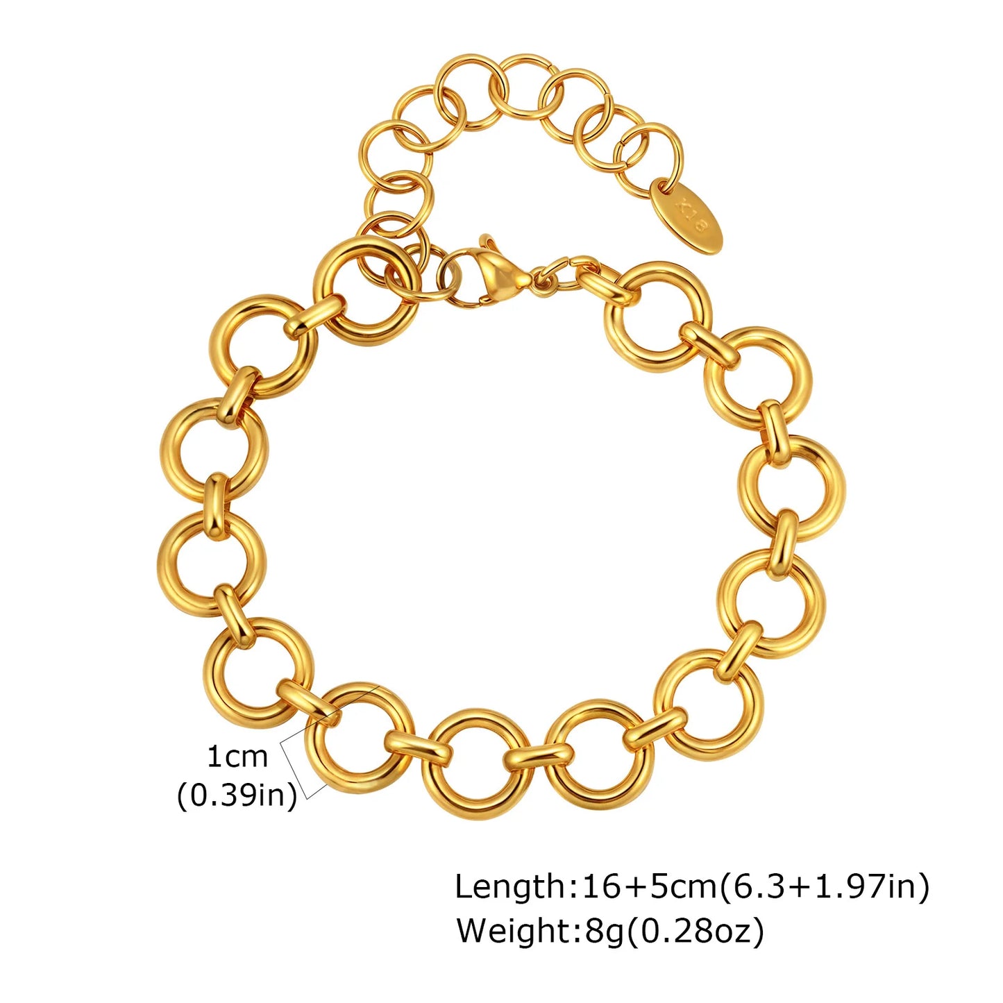 Miami Cuban Link Chain Armband für Damen, Edelstahl, goldfarben, verstellbar, minimalistische Armbänder, Schmuck, Geschenke