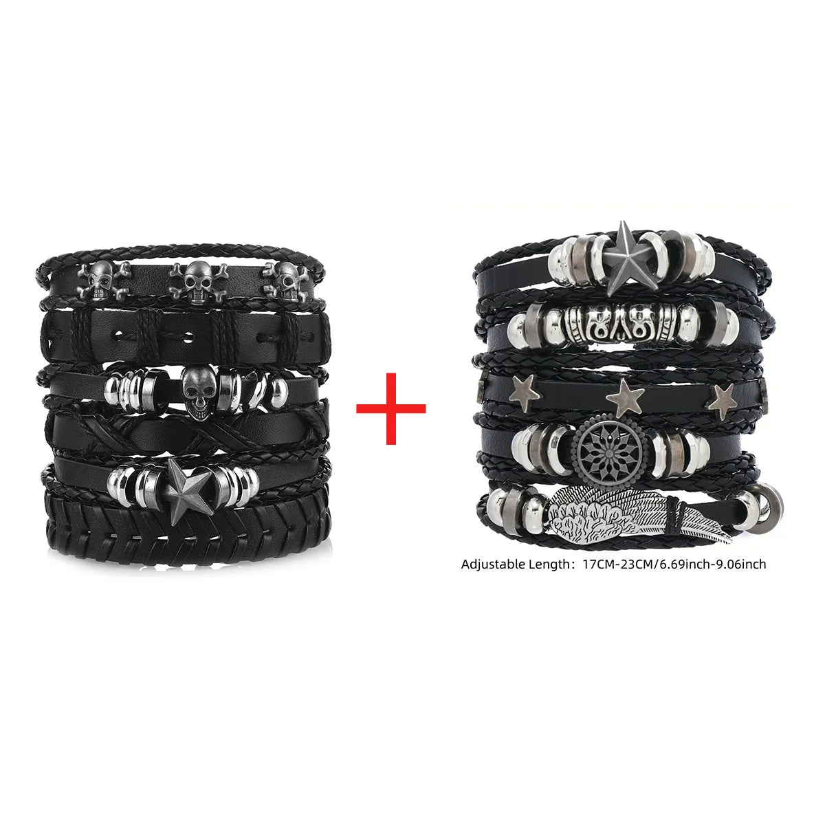 Mode Armband Viking Armband für Männer Hand Armbänder gewebt Schädel Hand Schmuck verstellbare Leder Set Viking Mann Armband