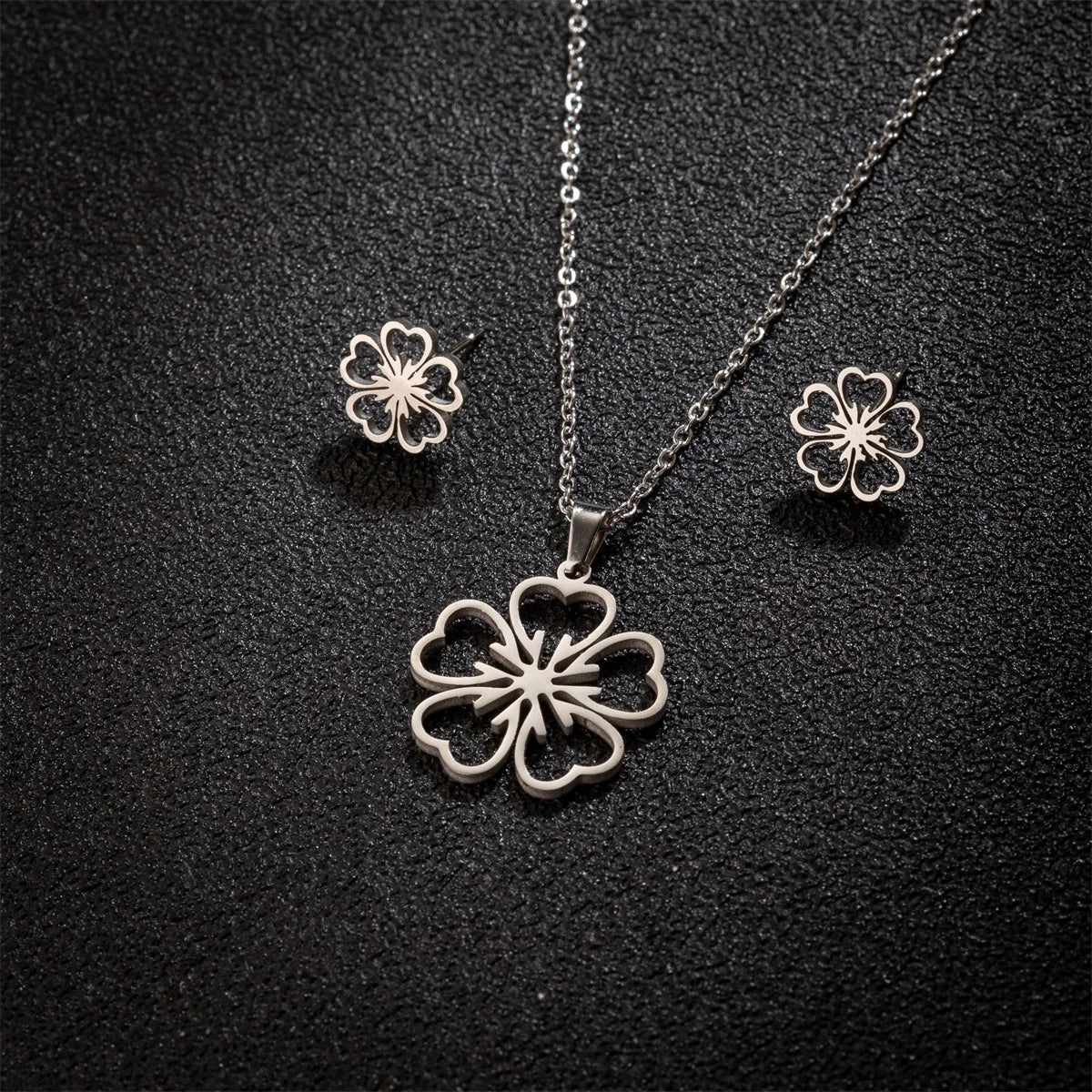 Set Schmuck Edelstahl Frau Boho Vintage Monstera Blätter Blume Pflanze Diy Anhänger Charms Ohrringe Und Halskette Set