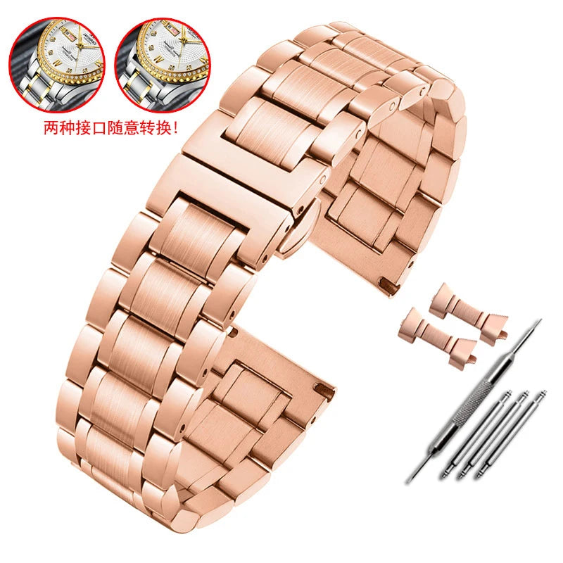 Gebogenes Ende Arc Metallarmband für Seiko Timex Citizen Casio Edelstahlarmband 20mm 22mm 24m Mattes Uhrenarmband Kettenarmband