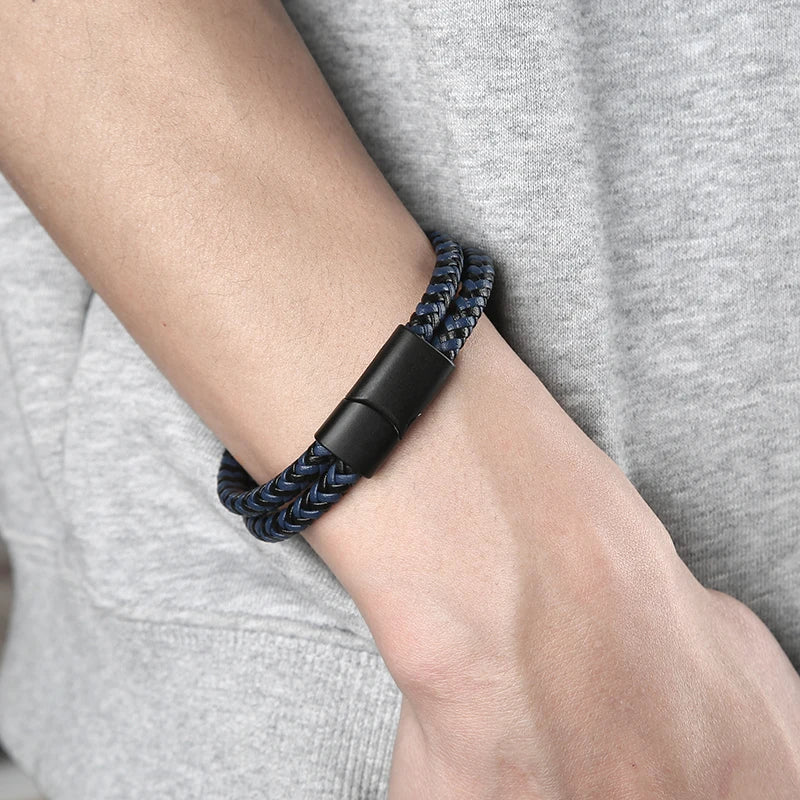 2025 NEUE Echtes Leder Armbänder & Armreifen für Männer Frauen Doppel Schicht Leder Seil Armband Handgemachten Schmuck Homme Pulseras