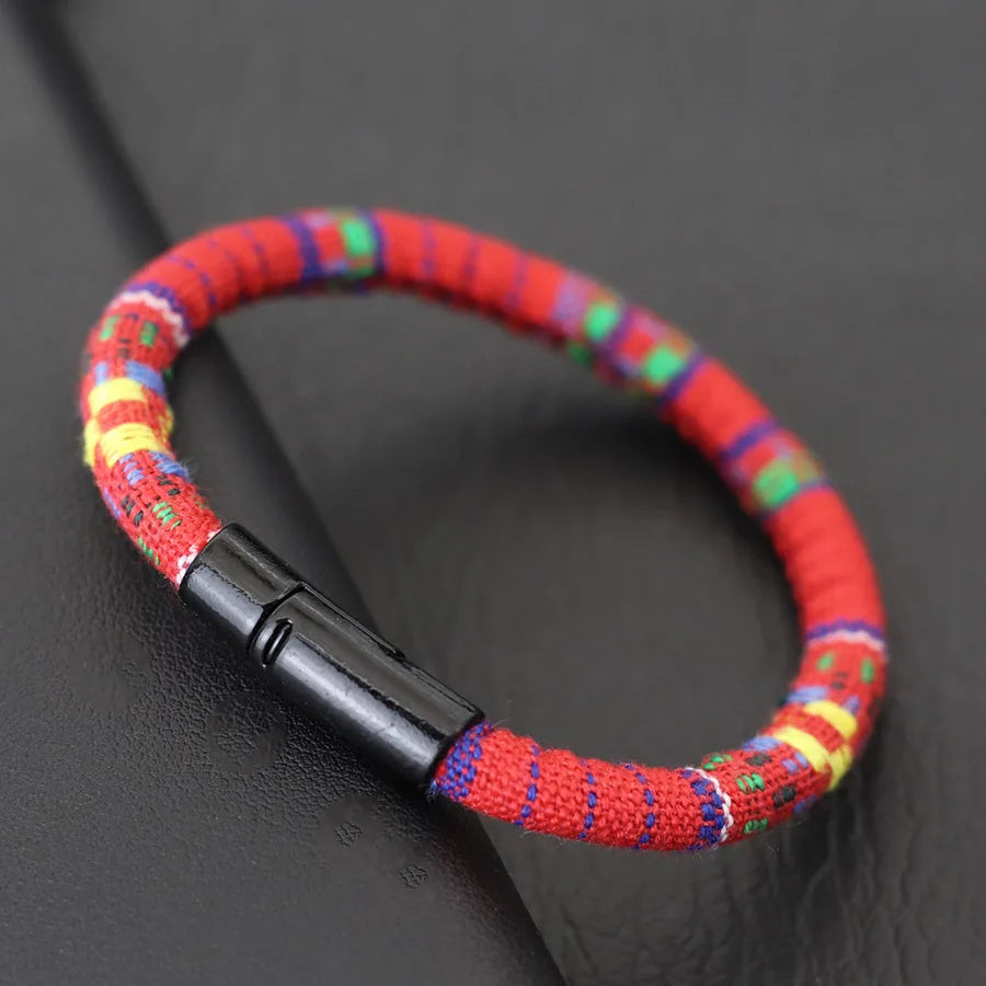 Bohemian Seil Armband Für Männer Doppel Versicherung Schnalle 6mm Stoff Armband Strand Surfen Casual Zubehör Wrap Pulseria Hombre