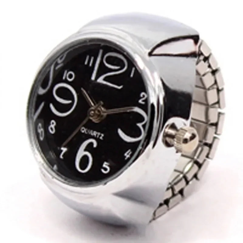 Mini Vintage Punk Finger Uhr Ringe Gummiband Legierung Uhren Paar Ringe Schmuck Uhr Retro Römischen Quarz Frauen Männer Uhr