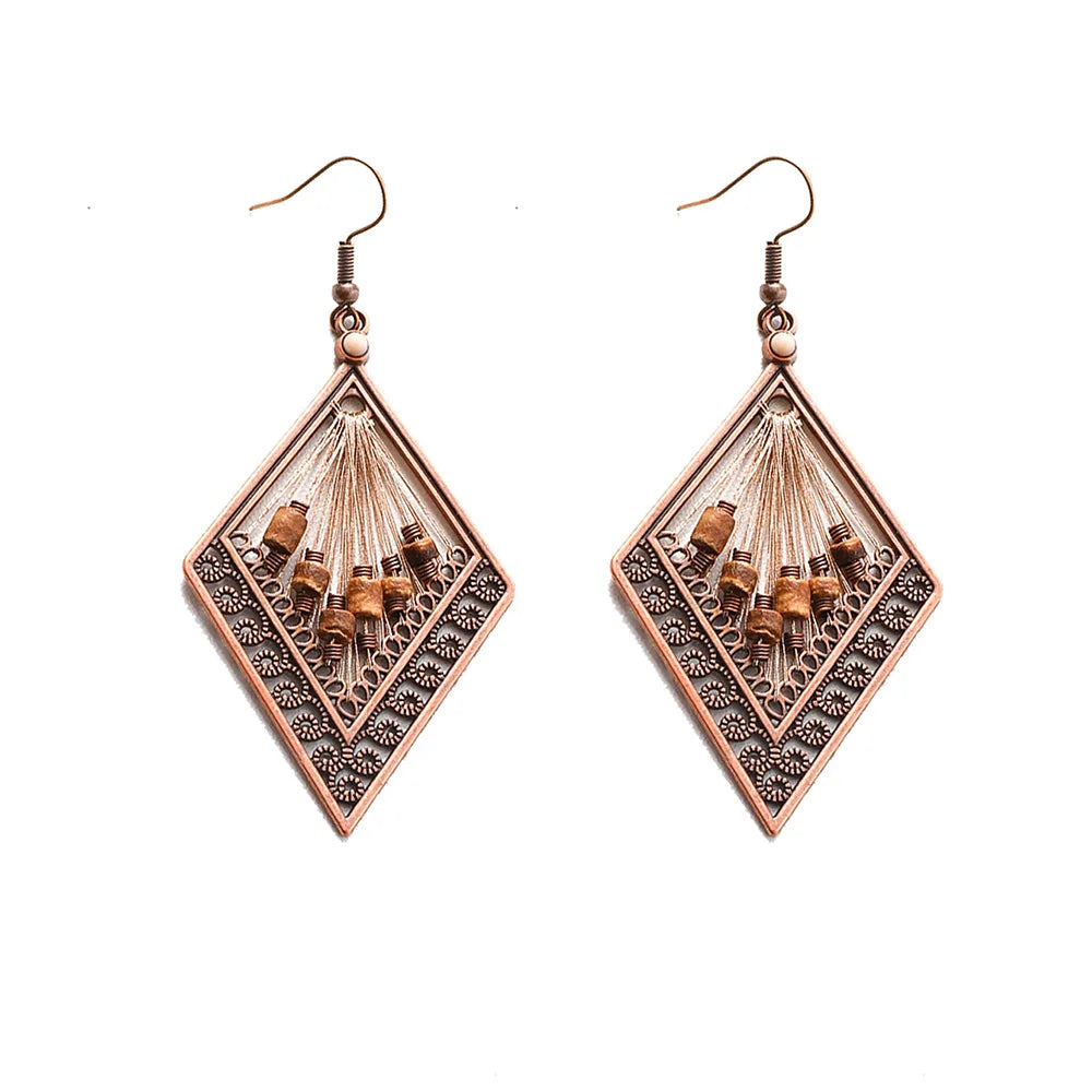 Klassische Vintage Ethnische Tropfen Ohrringe für Frauen Böhmischen Lange Temperament Quaste Geometrische Persönlichkeit Ohrring Weiblichen Schmuck